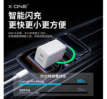 【3C安全認證】Xone45W氮化鎵適用蘋果17promax充電頭iphone17充電器Air快充頭type-c數(shù)據(jù)線手機閃充折疊插頭